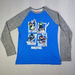 Lego Ninjago long sleeve T-shirt boy's size XL (14-16) grey & blue with graphic